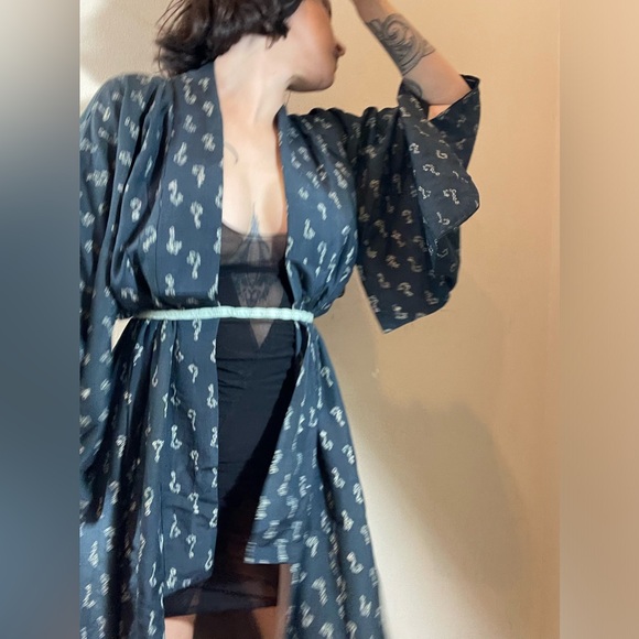 True antique crepe silk kimono question mark the riddler joker Batman usomono - Picture 7 of 16